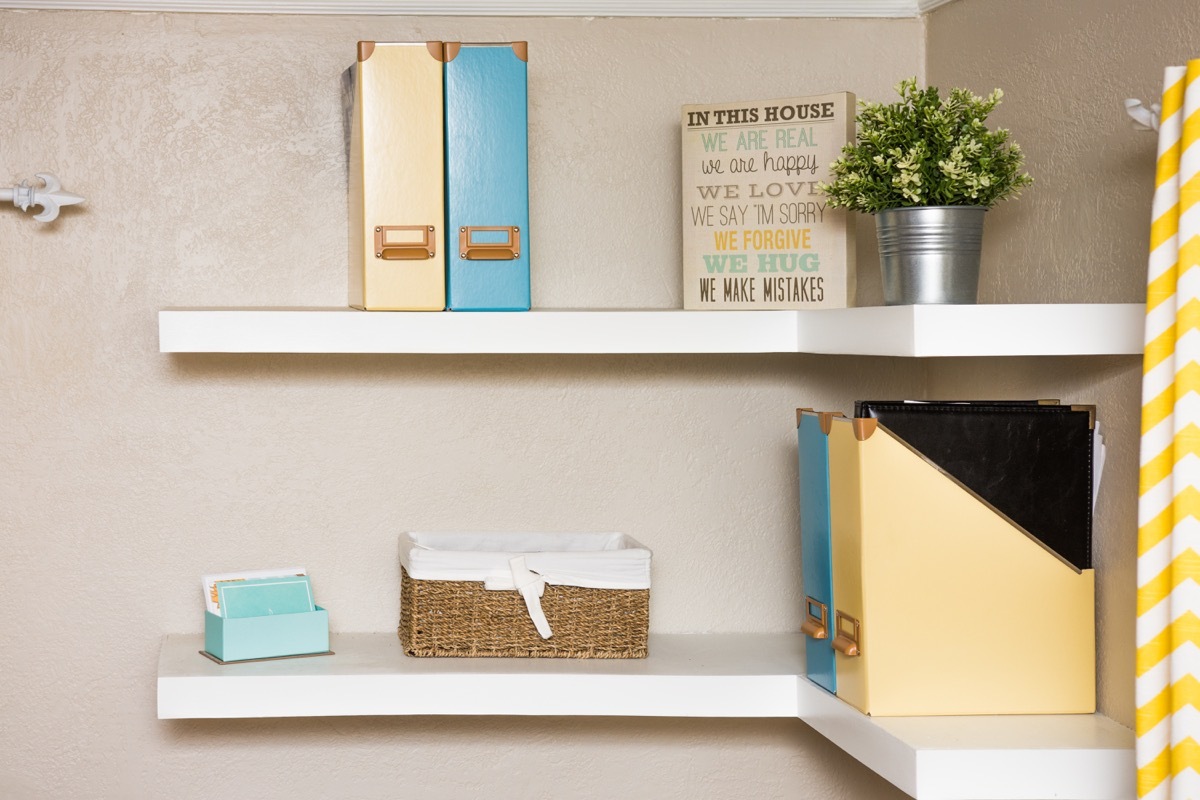 Floating shelves for office storage