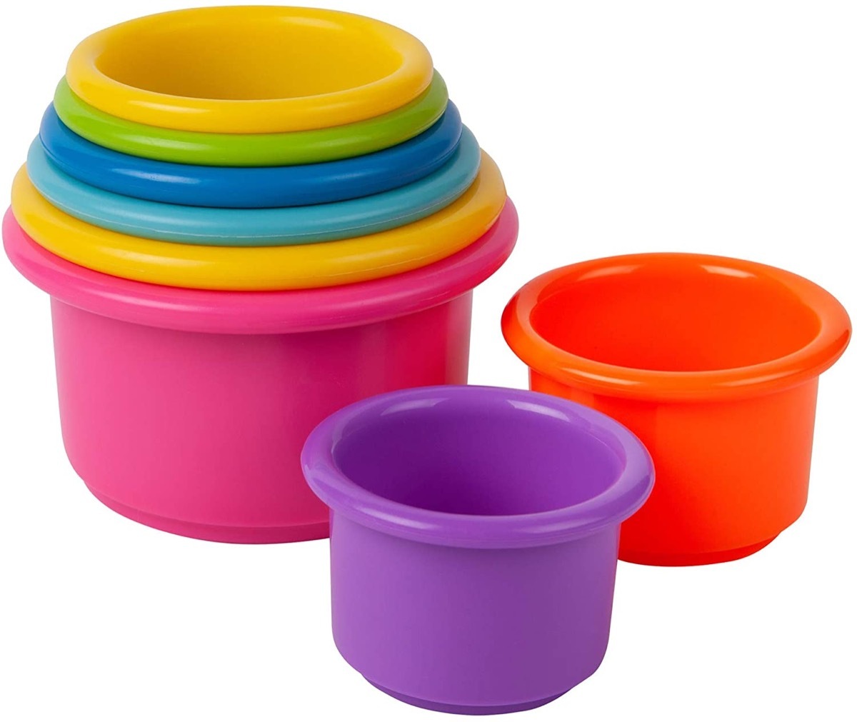 multicolored set of stacking cups