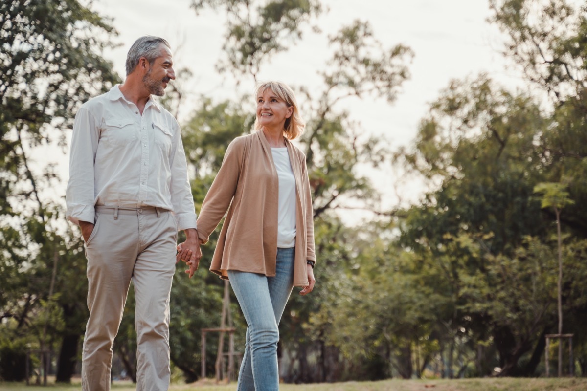 Mature couple taking a walk together