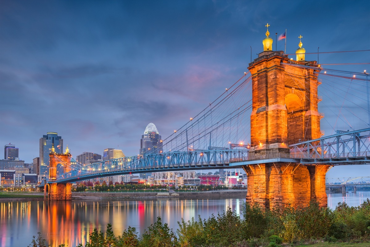 john a roebling suspension bridge in cincinnati ohio