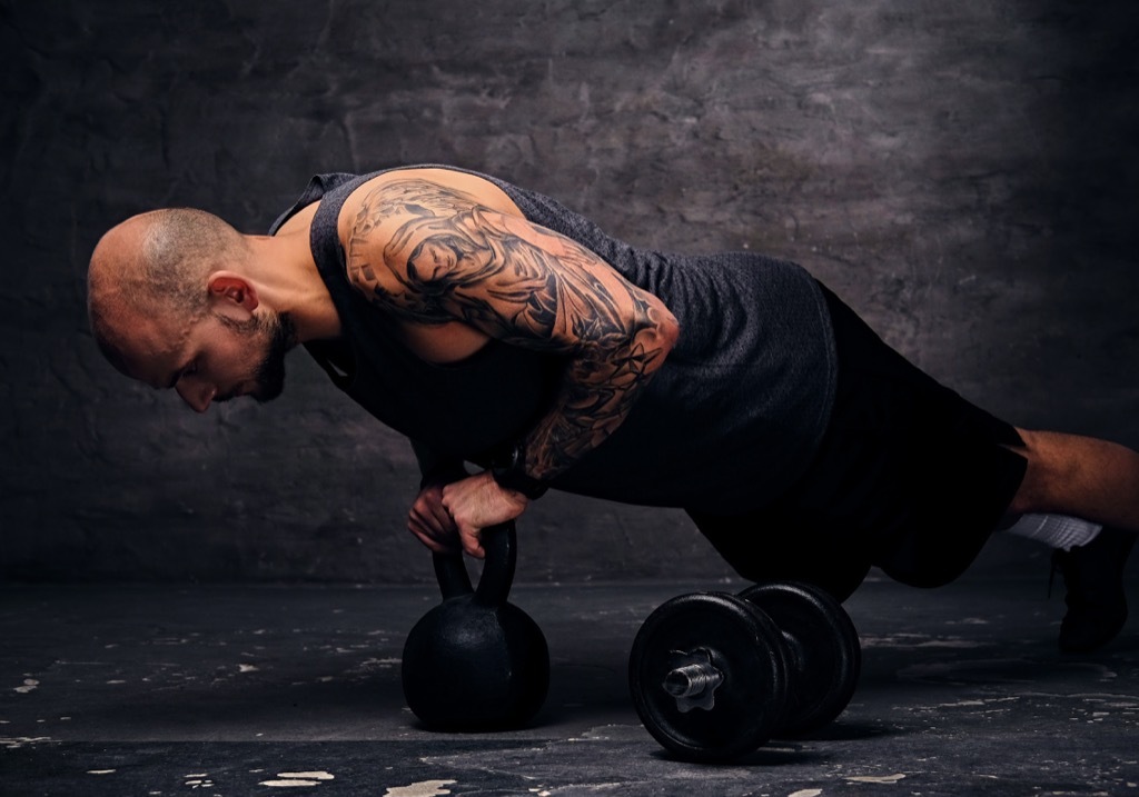 tattoo man exercise workout routine