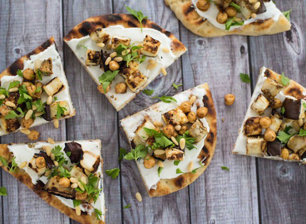 grilled eggplant flatbread