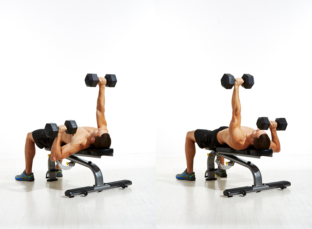 Alternating Dumbbell Bench Press, Best Full-Body Fat-Loss Workout