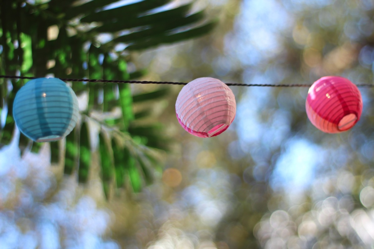 Paper lanterns on string