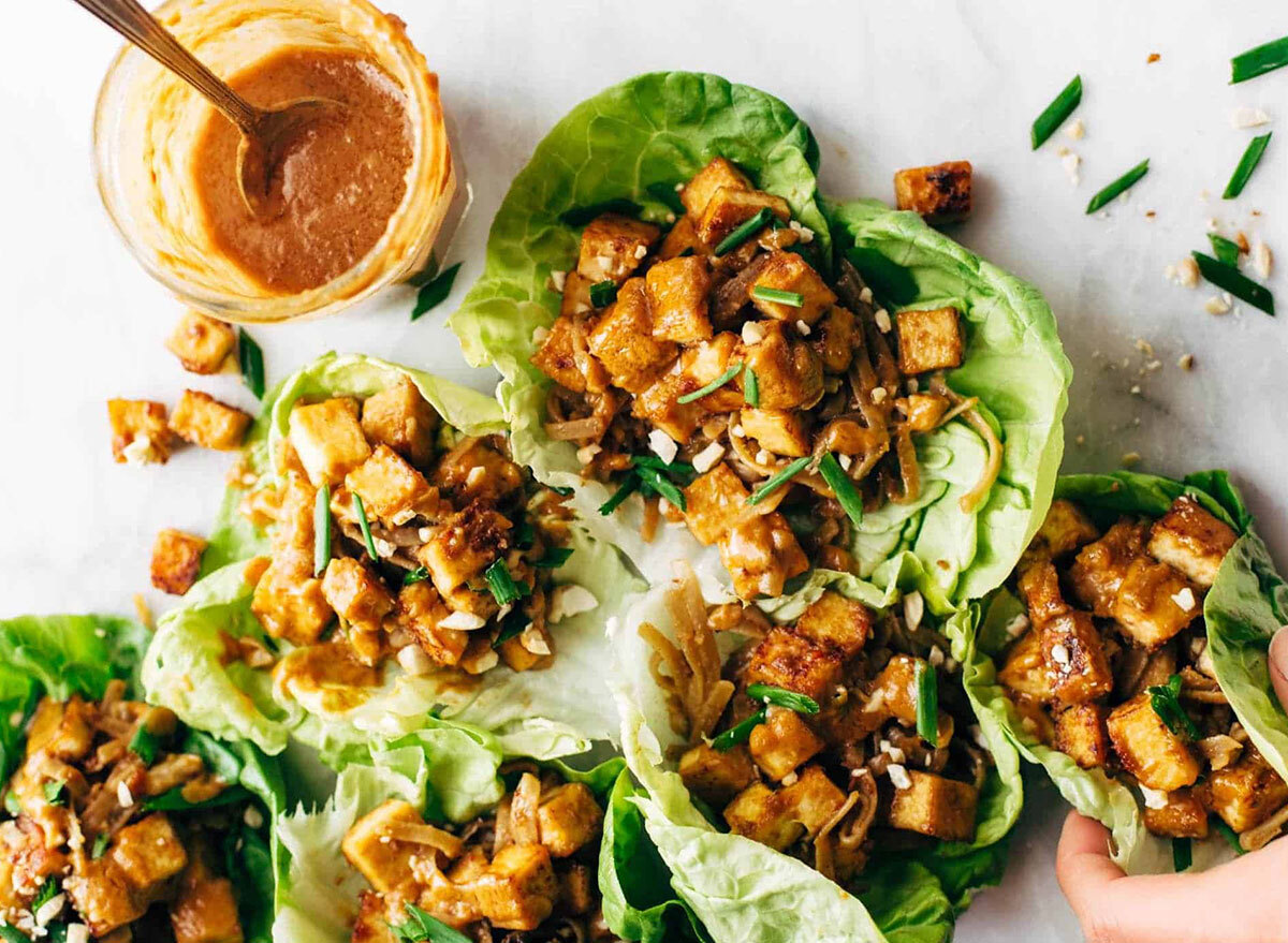 vegan tofu lettuce wraps