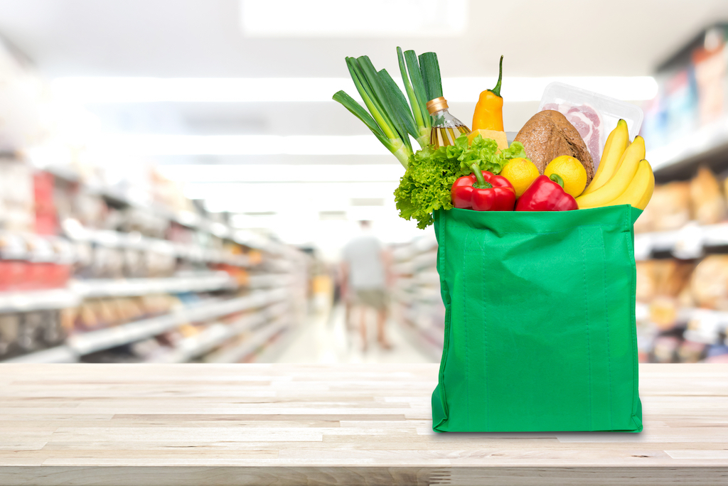 reusable bag with groceries