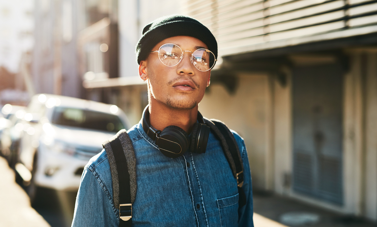 young handsome man in a beanie