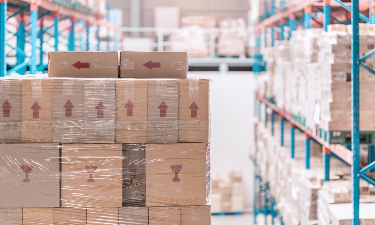 boxes in a storage room of a store