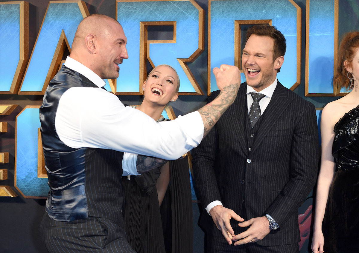 Dave Bautista, Pom Klementieff, and Chris Pratt at a London screening of 