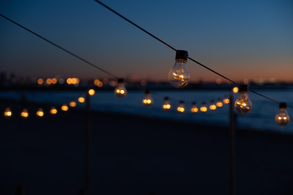 closeups of lights on beach