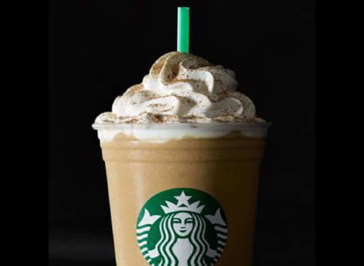 starbucks eggnog frappuccino on black background