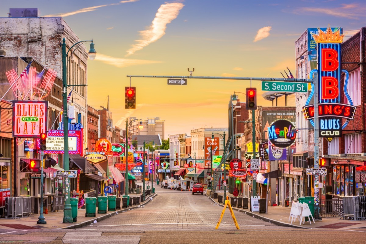 centered view of beale street memphis