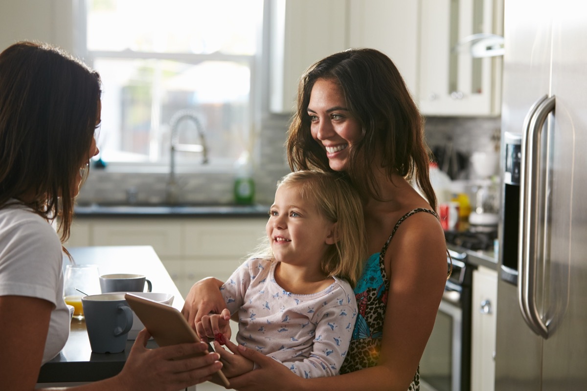 young lesbian couple with blonde daughter