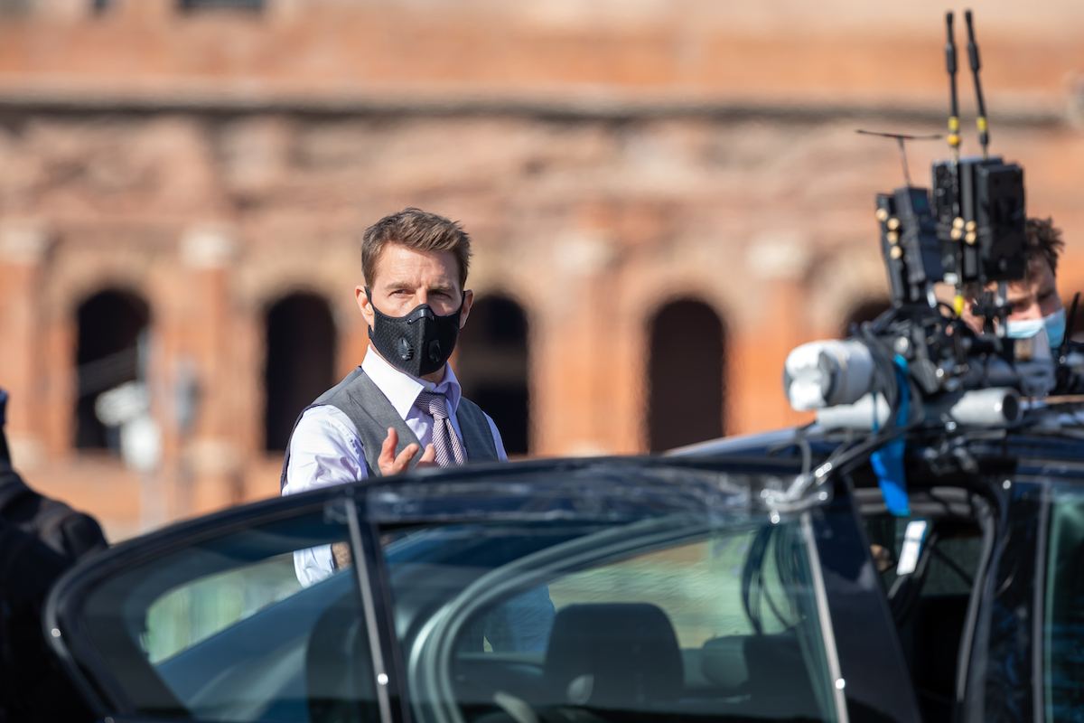 Actor Tom Cruise wears mask while on set of the new action movie 