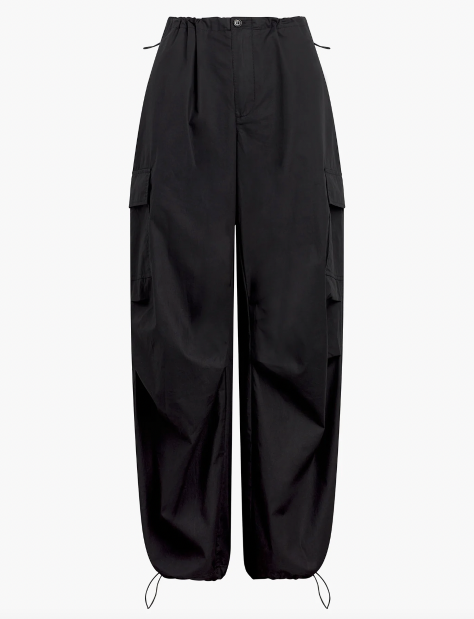 black cargo pants on white background