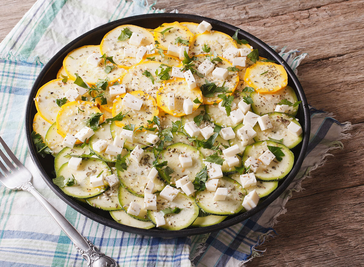 carpaccio style zucchini on plate