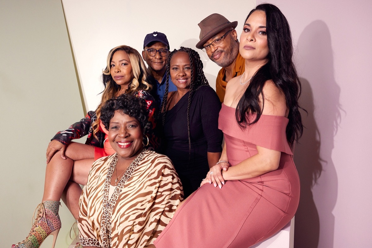 Paula Jai Parker, Jo Marie Payton, Ralph Farquhar, Karen Malina White, Bruce W. Smith, and Alisa Reyes pose at D23 in 2022