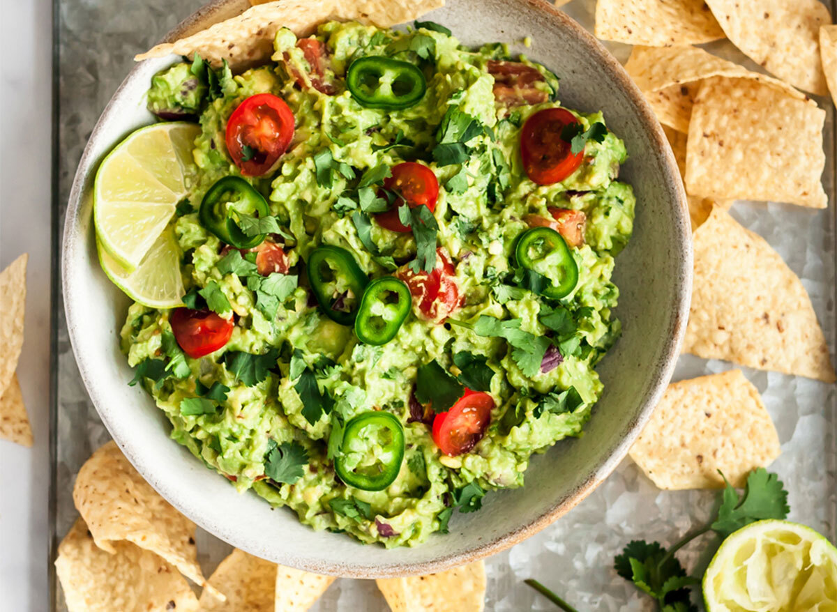 spicy guacamole with chips