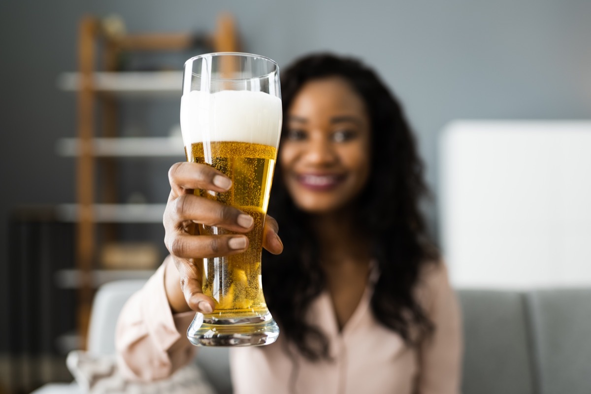 Woman with a beer