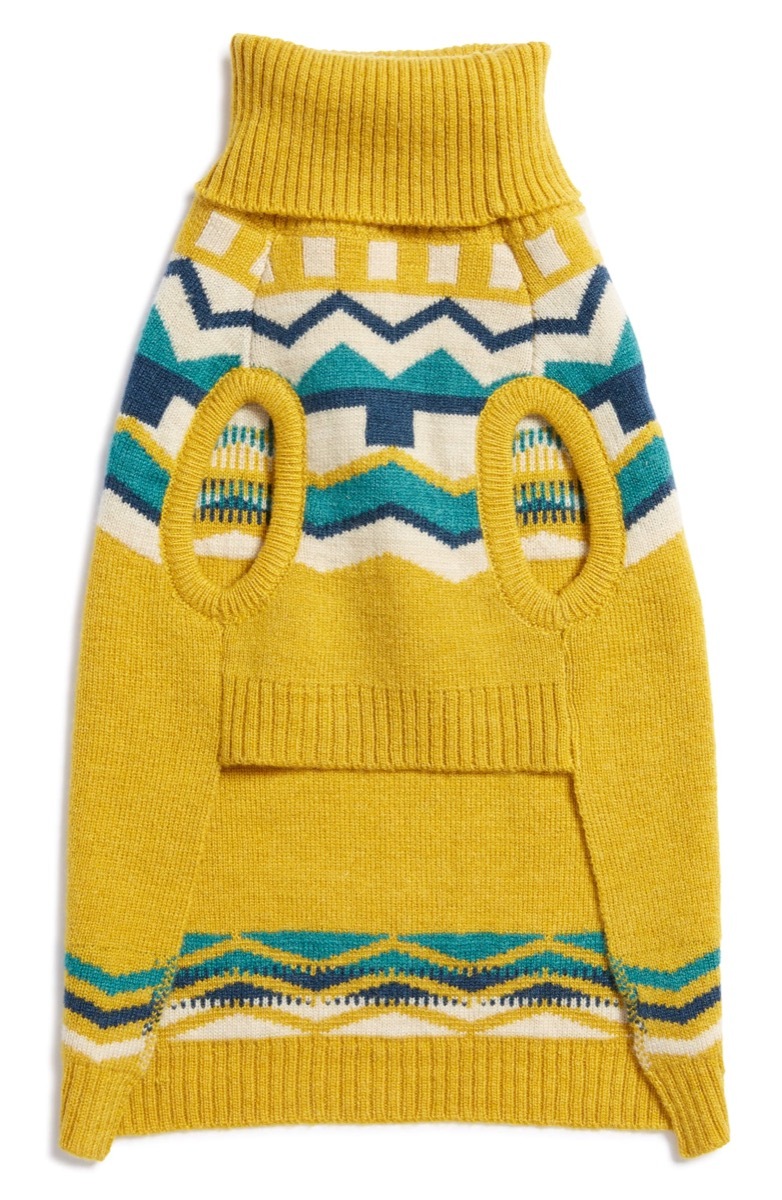 yellow green and white dog sweater