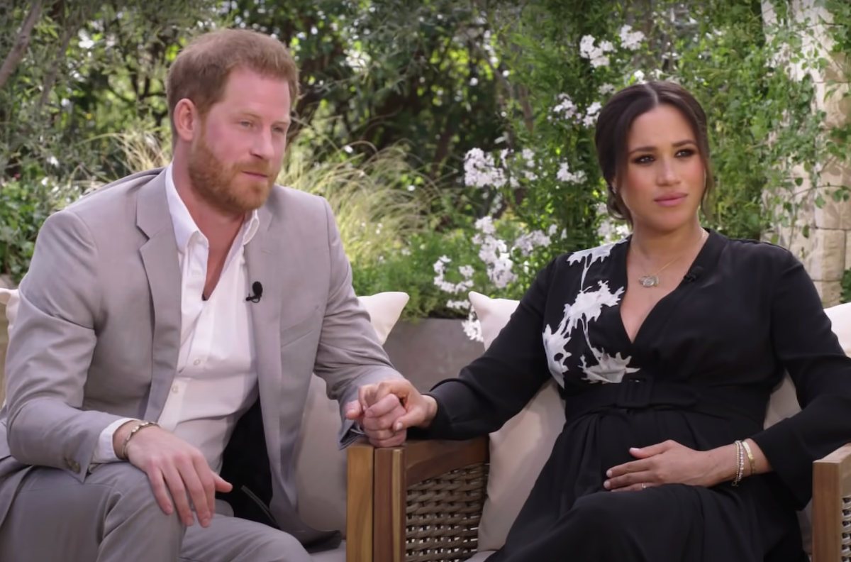 Prince Harry and Meghan Markle during their interview with Oprah