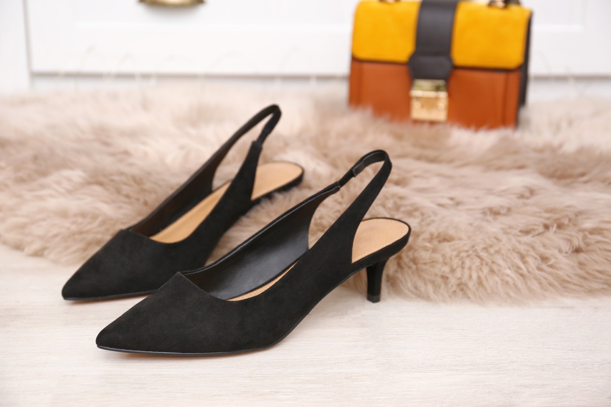 stylish kitten heel slingback shoes