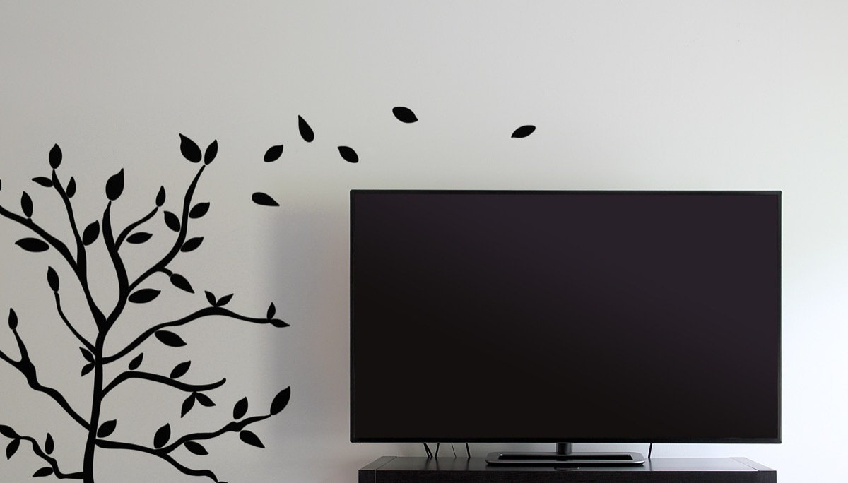 wall decal behind a television