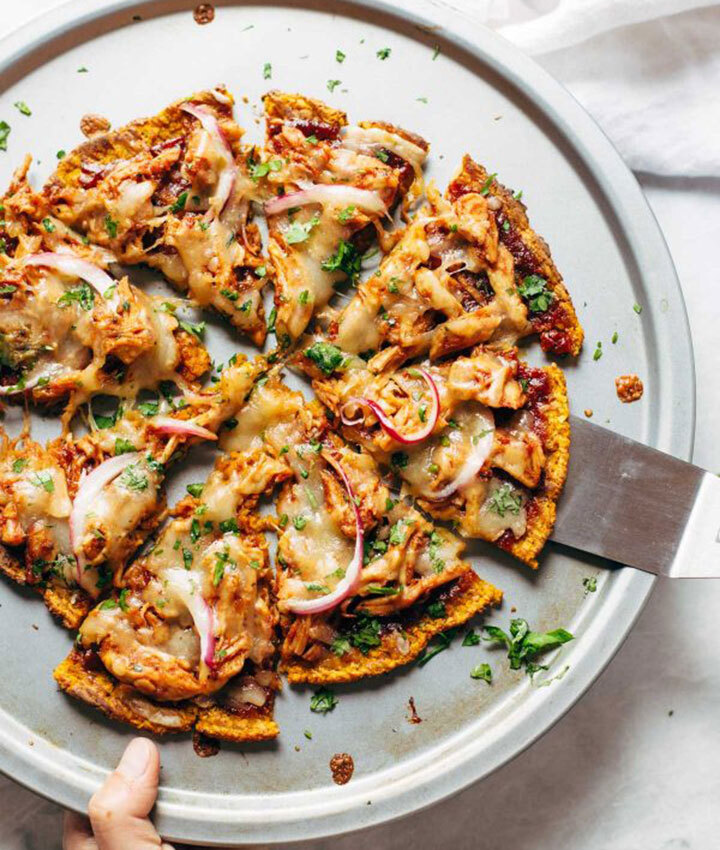 BBQ chicken sweet potato pizza