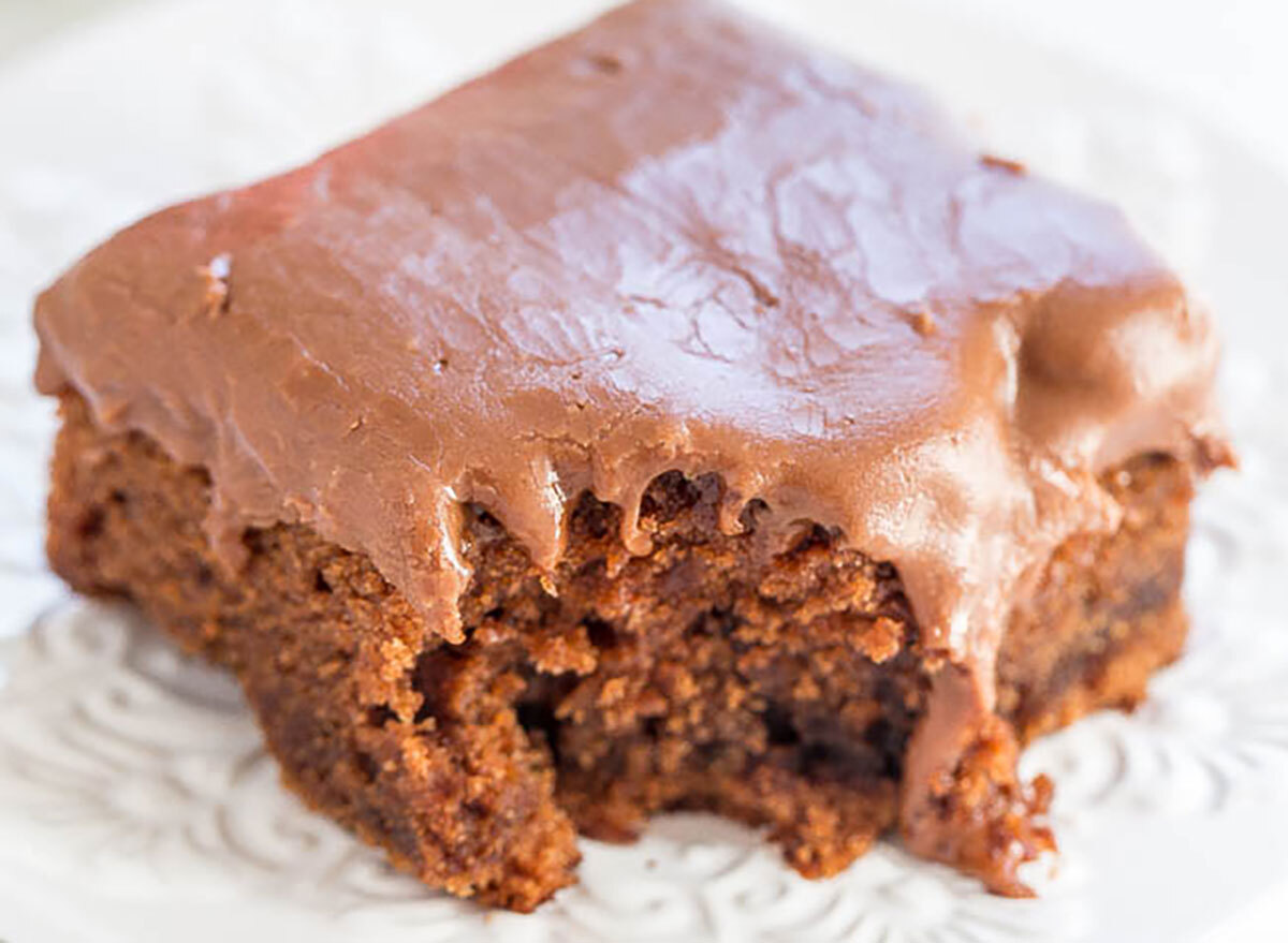 coca cola cake slice with frosting