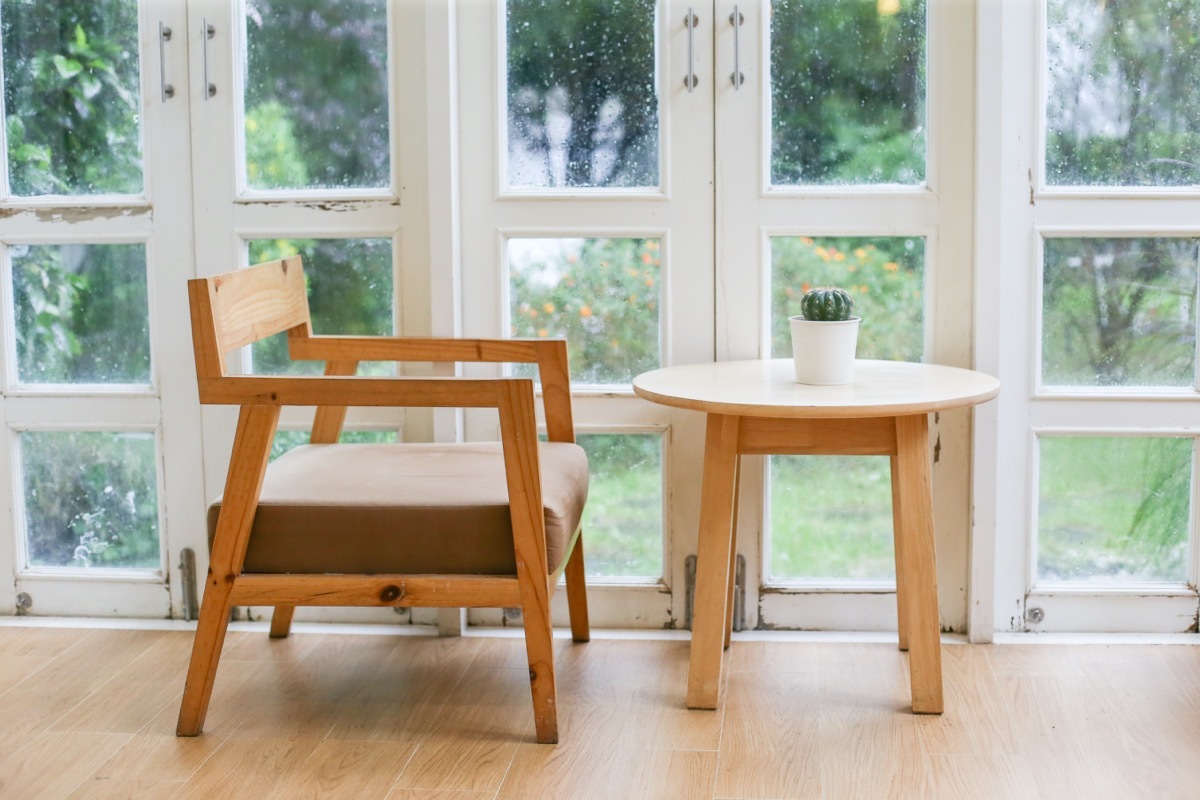 chair and table in front of window