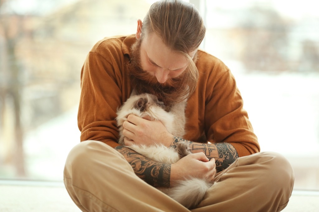 adopt a pet man with cat