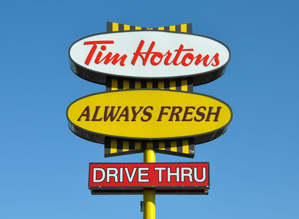 Tim Hortons drive thru sign