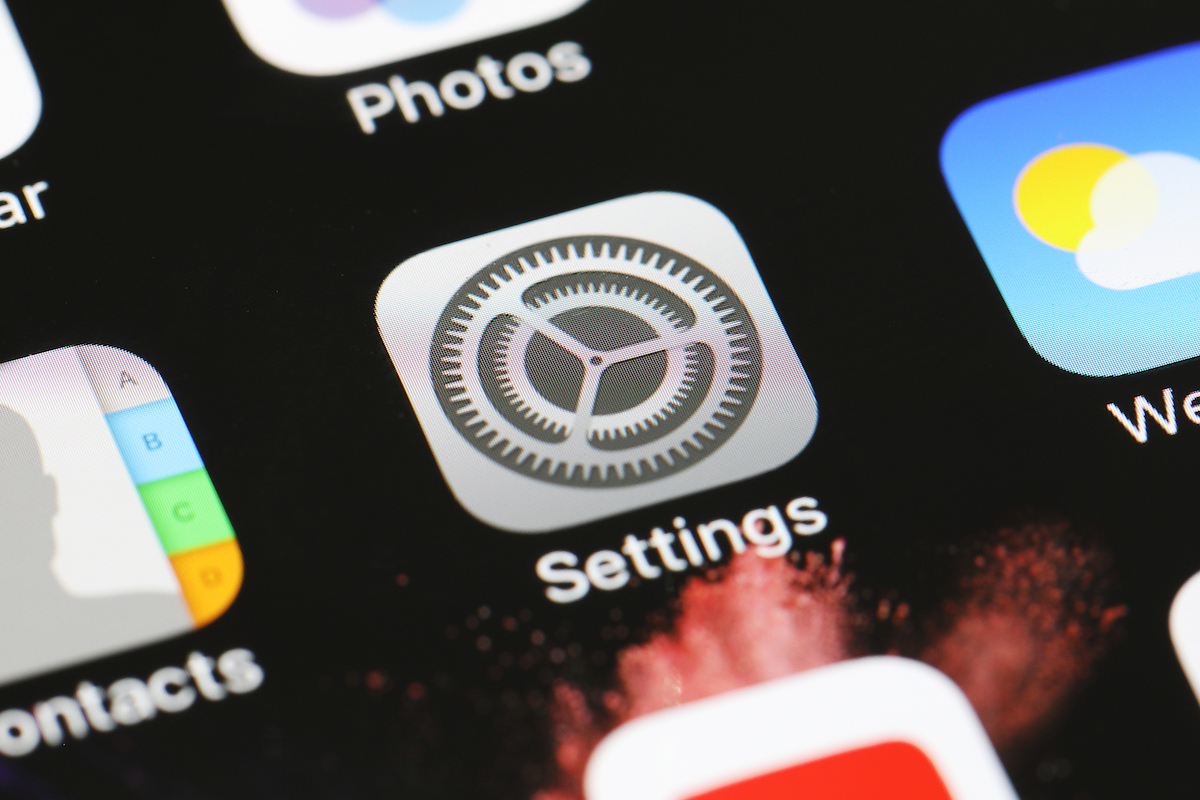 closeup of settings screen on iphone