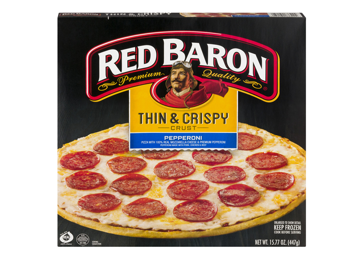 Red baron thin and crispy pepperoni pizza