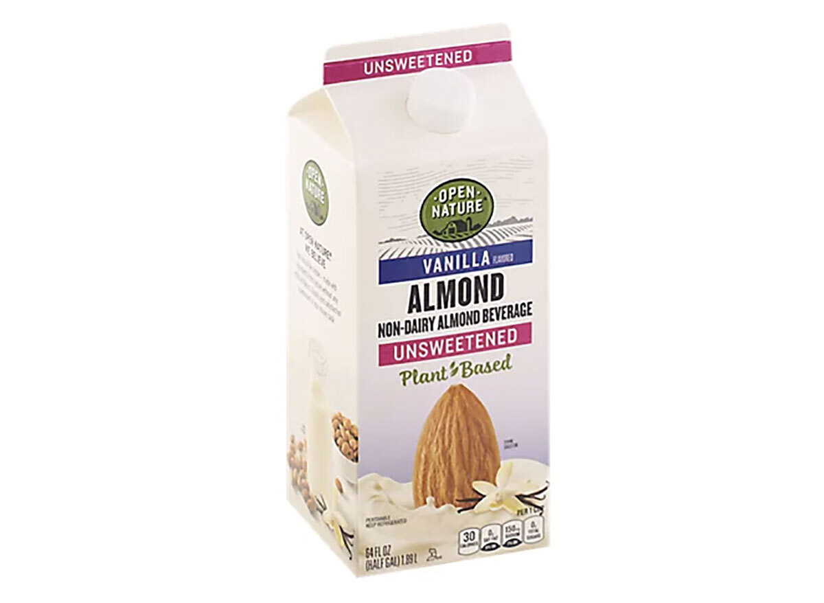 carton of open nature almond milk