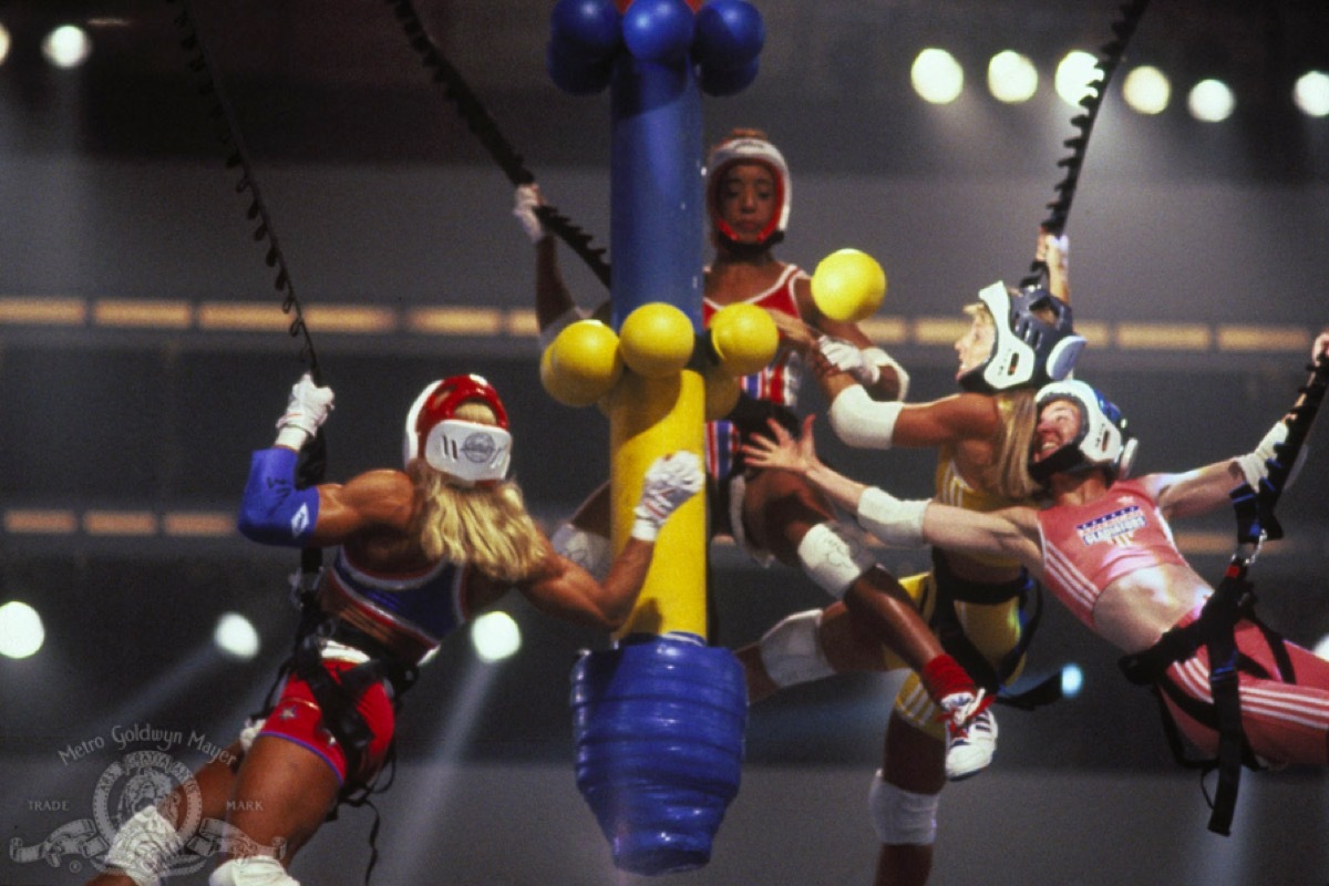 A stunt from the show American Gladiators