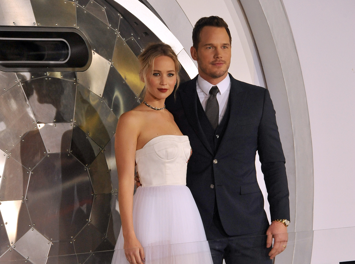 Jennifer Lawrence and Chris Pratt at the premiere of 